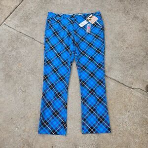 Vtg Y2k ROYAL & AWESOME Multicolor Plaid All Over Print Golf Pants 40 x 32 NWT